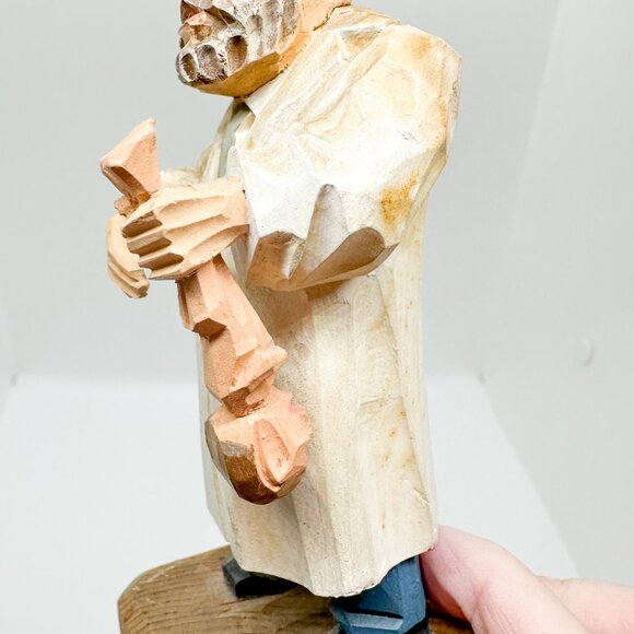 SOLD Vtg German Carved Wood Doctor Obstetrician Creepy Baby Halloween Oddities - Picture 7 of 11